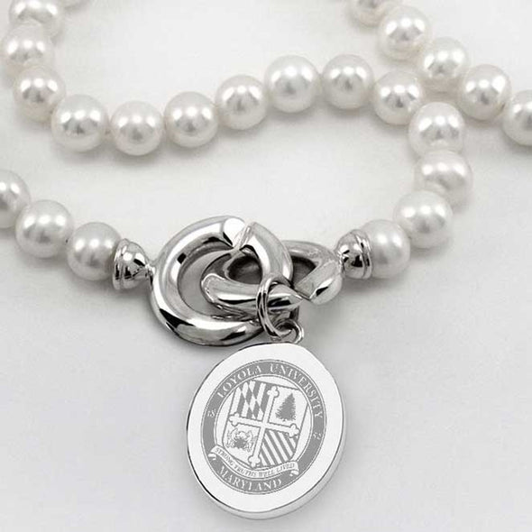 Loyola Pearl Necklace with Sterling Silver Charm Shot #2