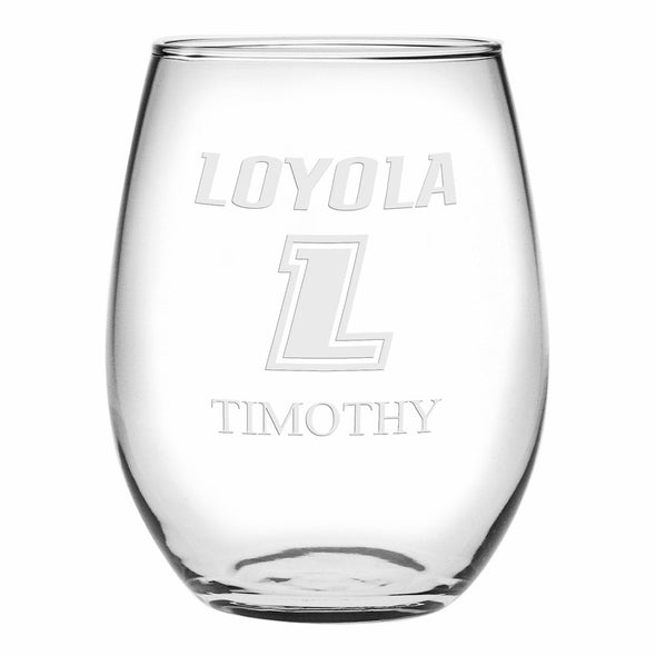 Loyola Stemless Wine Glasses Made in the USA - Set of 2 Shot #1