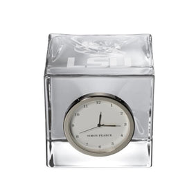 LSU Glass Desk Clock by Simon Pearce Shot #1