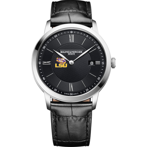 LSU Men's Baume et Mercier 40mm Classima Quartz Watch with Black Dial & Black Leather Strap Shot #2