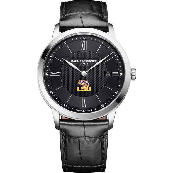 LSU Men's Baume et Mercier 40mm Classima Quartz Watch with Black Dial & Black Leather Strap Shot #2