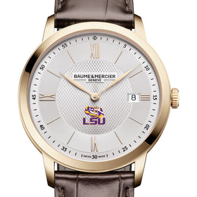 LSU Men's Baume et Mercier 40mm Gold PVD Classima Watch with Silver Dial & Dark Brown Leather Strap Shot #1