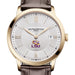 LSU Men's Baume et Mercier 40mm Gold PVD Classima Watch with Silver Dial & Dark Brown Leather Strap