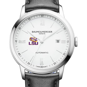 LSU Men's Baume et Mercier 42mm Classima Automatic Watch with White Dial & Black Leather Strap Shot #1