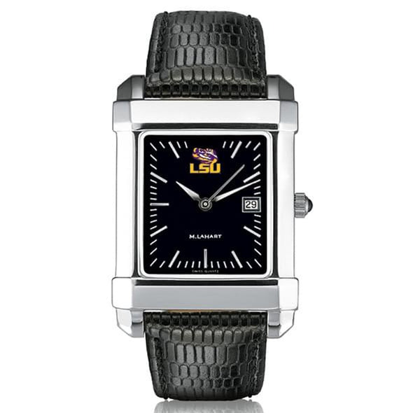 LSU Men's Black Steel Quad with Leather Strap Shot #2
