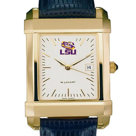 LSU Men&#39;s Gold Quad with Leather Strap Shot #1