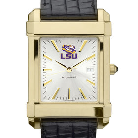 LSU Men's Gold Watch with 2-Tone Dial & Leather Strap at M.LaHart & Co. Shot #1