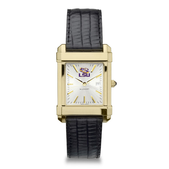 LSU Men's Gold Watch with 2-Tone Dial & Leather Strap at M.LaHart & Co. Shot #2