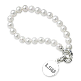 LSU Pearl Bracelet with Sterling Silver Charm Shot #1