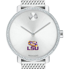 LSU Women's Movado Bold with Crystal Bezel & Mesh Bracelet Shot #1