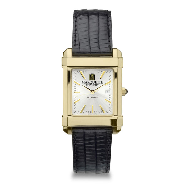 Marquette Men's Gold Watch with 2-Tone Dial & Leather Strap at M.LaHart & Co. Shot #2