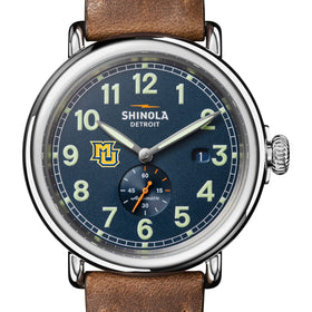 Marquette Shinola Watch, The Runwell Automatic 45 mm Blue Dial and British Tan Strap at M.LaHart &amp; Co. Shot #1