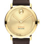 McCombs School of Business Men's Movado BOLD Gold with Chocolate Leather Strap Shot #1