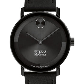 McCombs School of Business Men&#39;s Movado BOLD with Black Leather Strap Shot #1