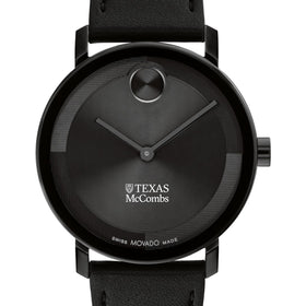 McCombs School of Business Men's Movado BOLD with Black Leather Strap Shot #1