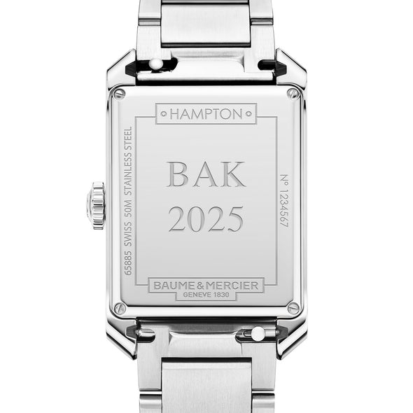 Men's Baume et Mercier 43X27mm Hampton Watch with Silver Dial & Bracelet Back Engraving