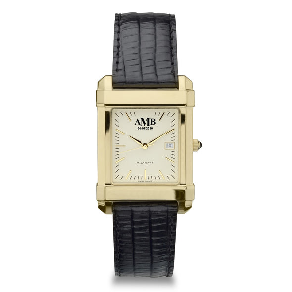 Men's Gold Quad Watch with Leather Strap Shot #2