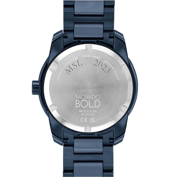 Men&#39;s Movado BOLD Blue Ion with Date Window Back with Personalization