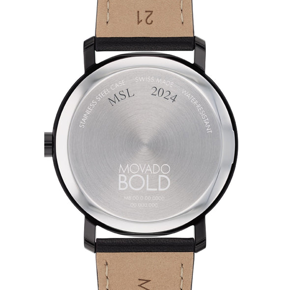 Men's Movado BOLD with Black Leather Strap Back with Personalization