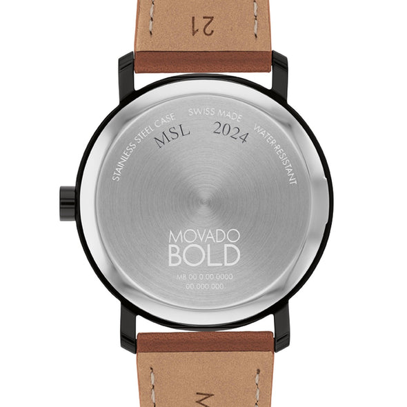 Men&#39;s Movado BOLD with Cognac Leather Strap Back with Personalization