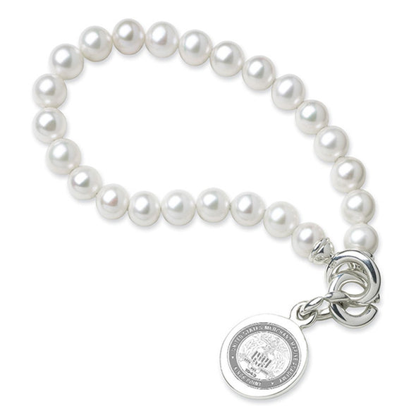 Merchant Marine Academy Pearl Bracelet with Sterling Silver Charm Shot #1