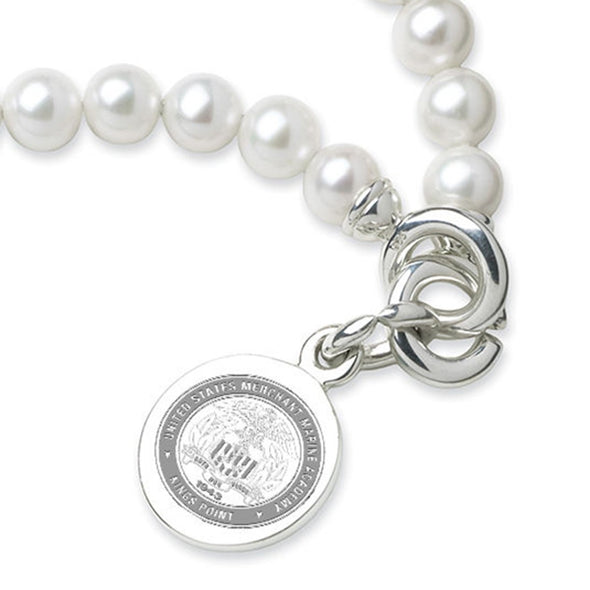 Merchant Marine Academy Pearl Bracelet with Sterling Silver Charm Shot #2