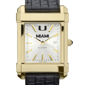 Miami Men's Gold Watch with 2-Tone Dial & Leather Strap at M.LaHart & Co. Shot #1