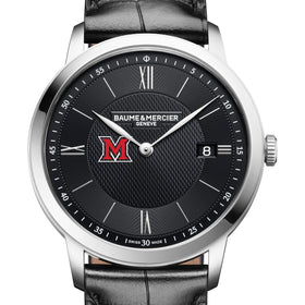 Miami University Men's Baume et Mercier 40mm Classima Quartz Watch with Black Dial & Black Leather Strap Shot #1