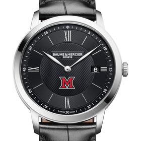 Miami University Men's Baume et Mercier 40mm Classima Quartz Watch with Black Dial & Black Leather Strap Shot #1