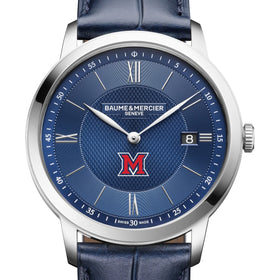 Miami University Men's Baume et Mercier 40mm Classima Quartz Watch with Blue Dial & Dark Blue Leather Strap Shot #1