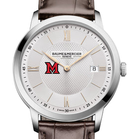 Miami University Men's Baume et Mercier 40mm Classima Quartz Watch with Silver Dial & Dark Brown Leather Strap Shot #1