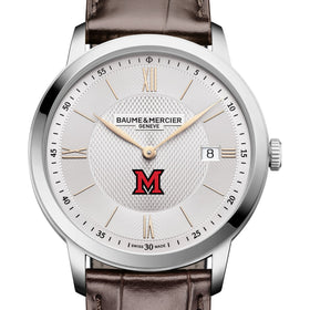 Miami University Men's Baume et Mercier 40mm Classima Quartz Watch with Silver Dial & Dark Brown Leather Strap Shot #1