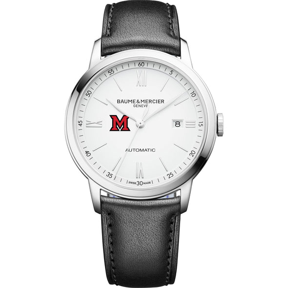 Miami University Men's Baume et Mercier 42mm Classima Automatic Watch with White Dial & Black Leather Strap Shot #2