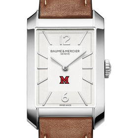 Miami University Men's Baume et Mercier 43X27mm Hampton Watch with Silver Dial & Tan Leather Strap Shot #1