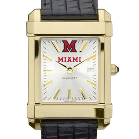 Miami University Men&#39;s Gold Watch with 2-Tone Dial &amp; Leather Strap at M.LaHart &amp; Co. Shot #1