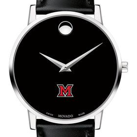 Miami University Men&#39;s Movado Museum with Leather Strap Shot #1