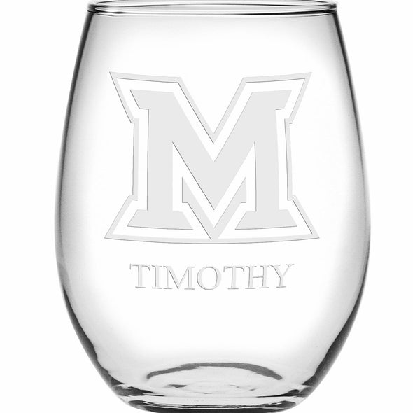 Miami University Stemless Wine Glasses Made in the USA - Set of 2 Shot #2