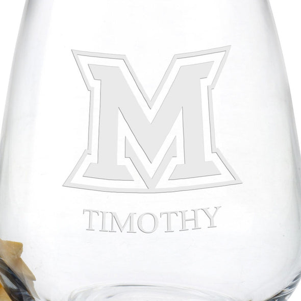 Miami University Stemless Wine Glasses - Set of 2 Shot #3