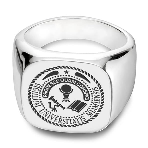 Miami University Sterling Silver Square Cushion Ring Shot #1