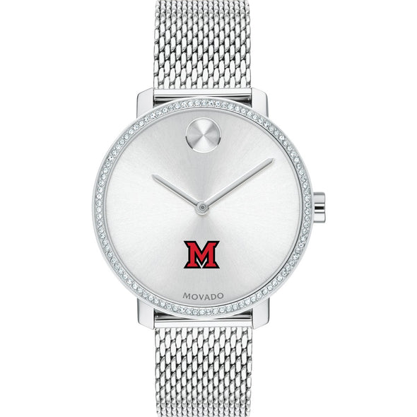 Miami University Women's Movado Bold with Crystal Bezel & Mesh Bracelet Shot #2