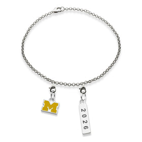 Michigan Class Year Sterling Silver Anklet Shot #1