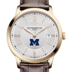 Michigan Men's Baume et Mercier 40mm Gold PVD Classima Watch with Silver Dial & Dark Brown Leather Strap Shot #1