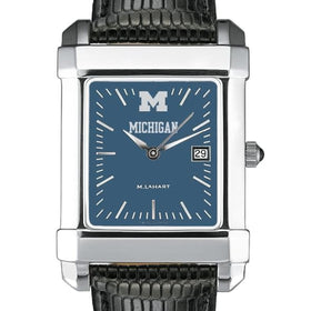 Michigan Men&#39;s Blue Quad Watch with Leather Strap Shot #1