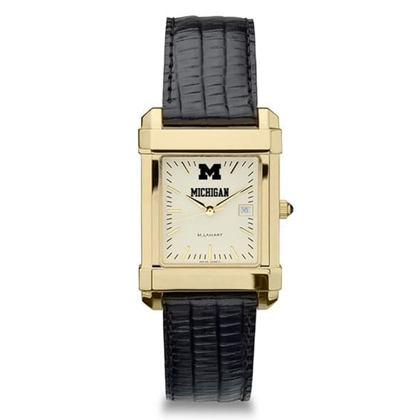 Michigan Men&#39;s Gold Quad with Leather Strap Shot #2