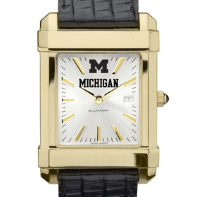 Michigan Men&#39;s Gold Watch with 2-Tone Dial &amp; Leather Strap at M.LaHart &amp; Co. Shot #1
