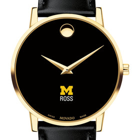Michigan Ross Men&#39;s Movado Gold Museum Classic Leather Shot #1