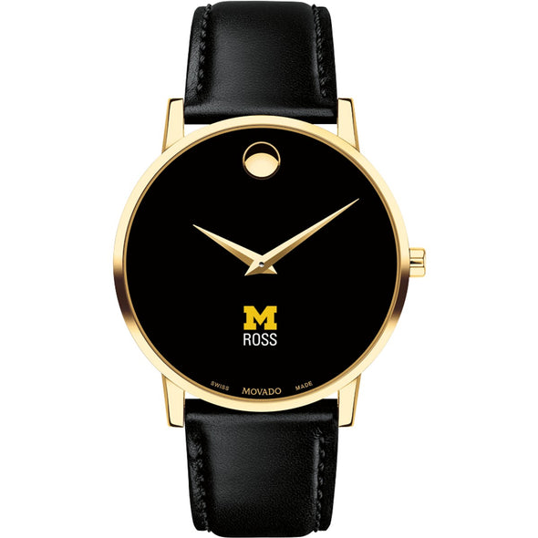 Michigan Ross Men&#39;s Movado Gold Museum Classic Leather Shot #2