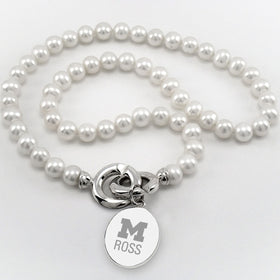 Michigan Ross Pearl Necklace with Sterling Silver Charm Shot #1