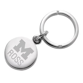 Michigan Ross Sterling Silver Insignia Key Ring Shot #1