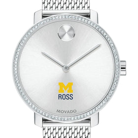 Michigan Ross Women's Movado Bold with Crystal Bezel & Mesh Bracelet Shot #1